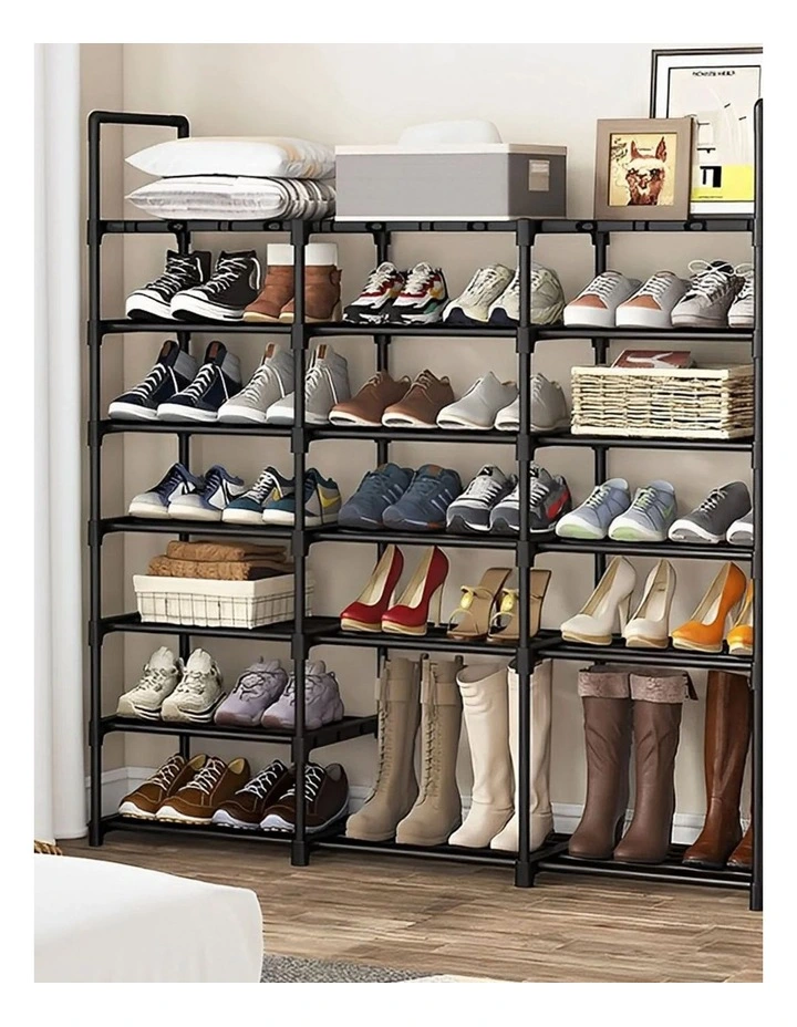19-Shelf Shoe Storage Rack Organizer with Handle in Black