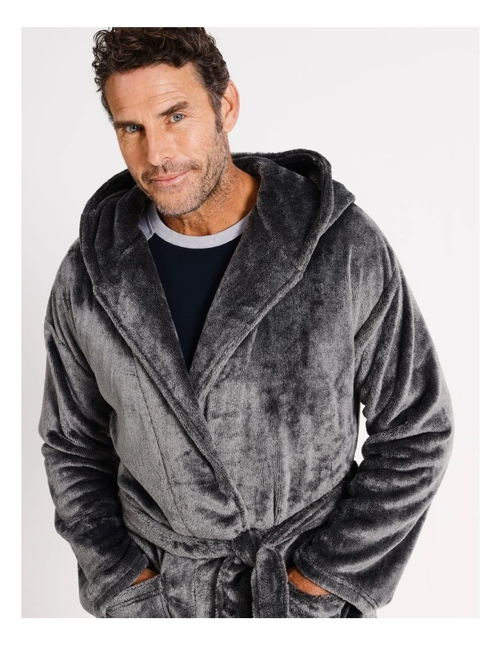 Hooded Mottle Robe in Charcoal