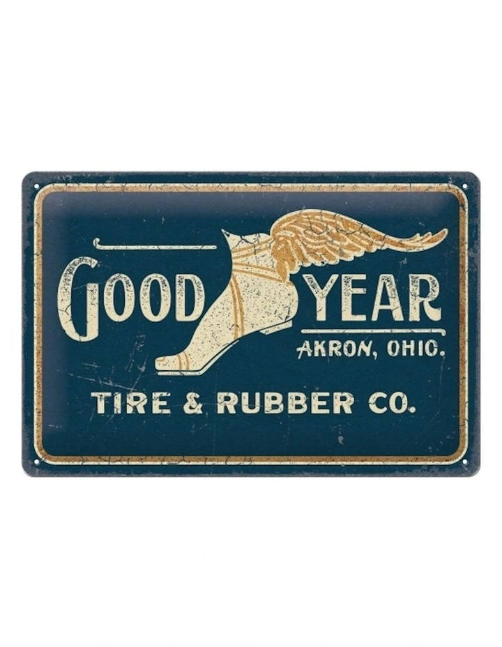 Goodyear Wing Foot Long Medium Sign 20x30cm in Blue