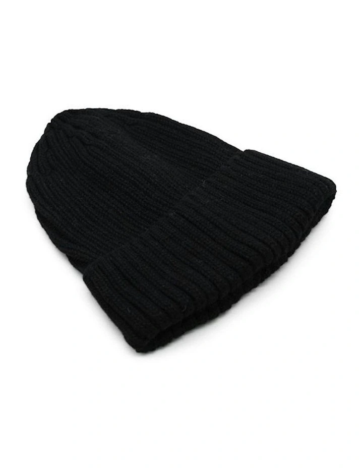 Mia Wool Blend Beanie in Black