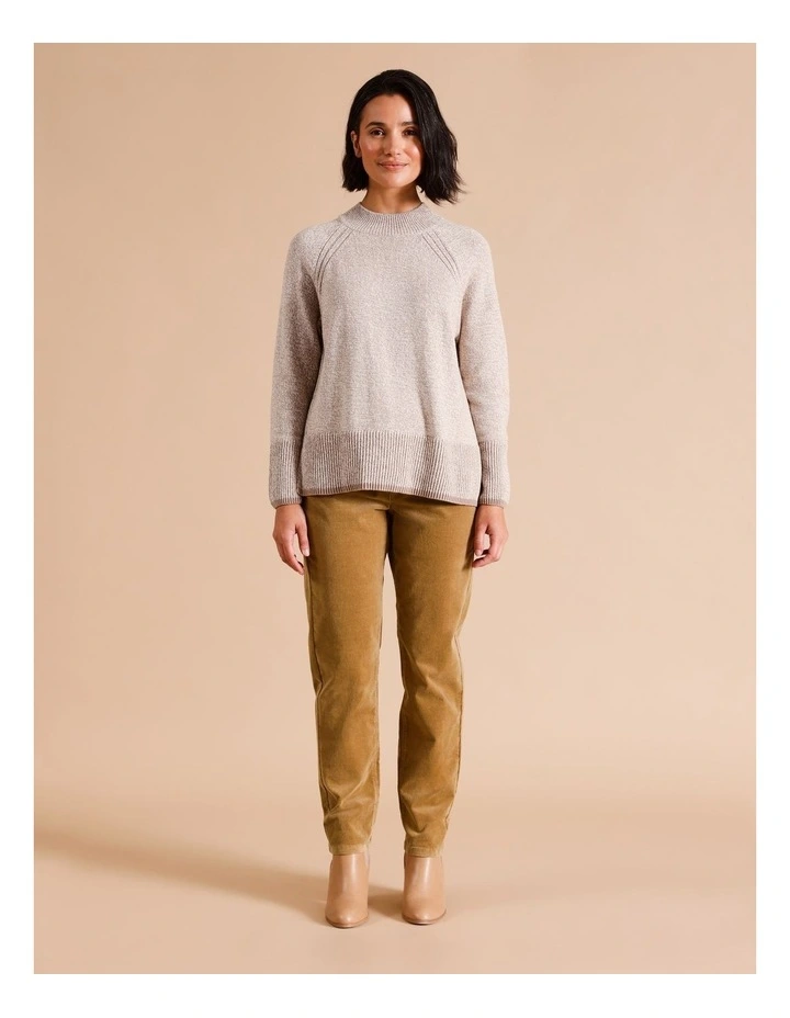 Recycled Cotton Blend 5 Pocket Stretch Cord Pant in Camel