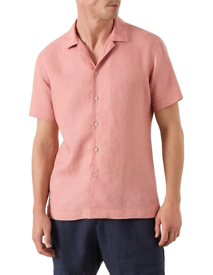 Marini Camp Short Sleeve Collar Shirt in Sorrento Sandstone