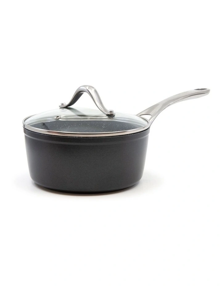 Tan-Ium Saucepan With Glass Lid 18cm in Black