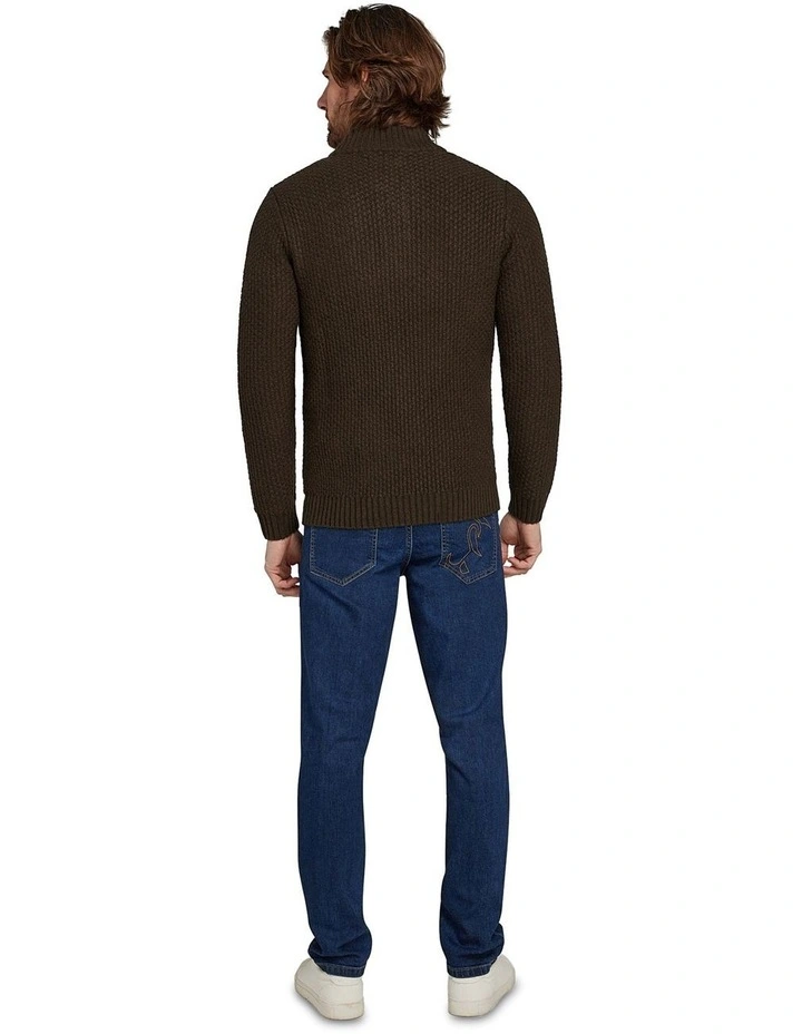Chunky Texture Quarter Zip in Khaki