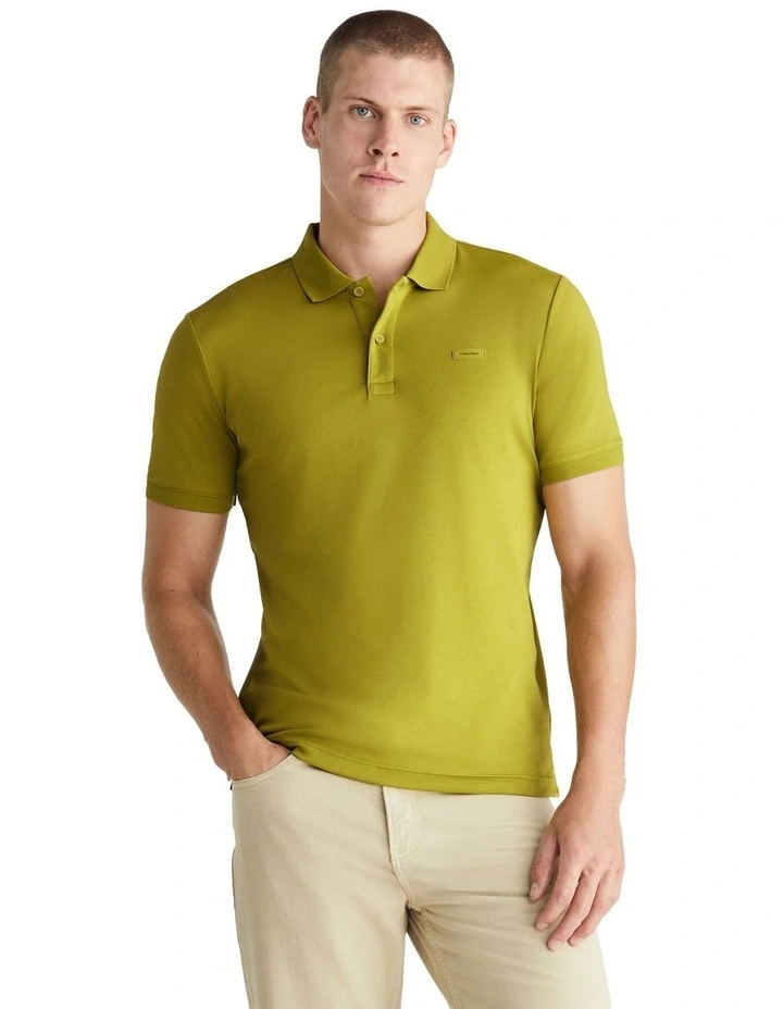 Smooth Cotton Slim Polo in Green