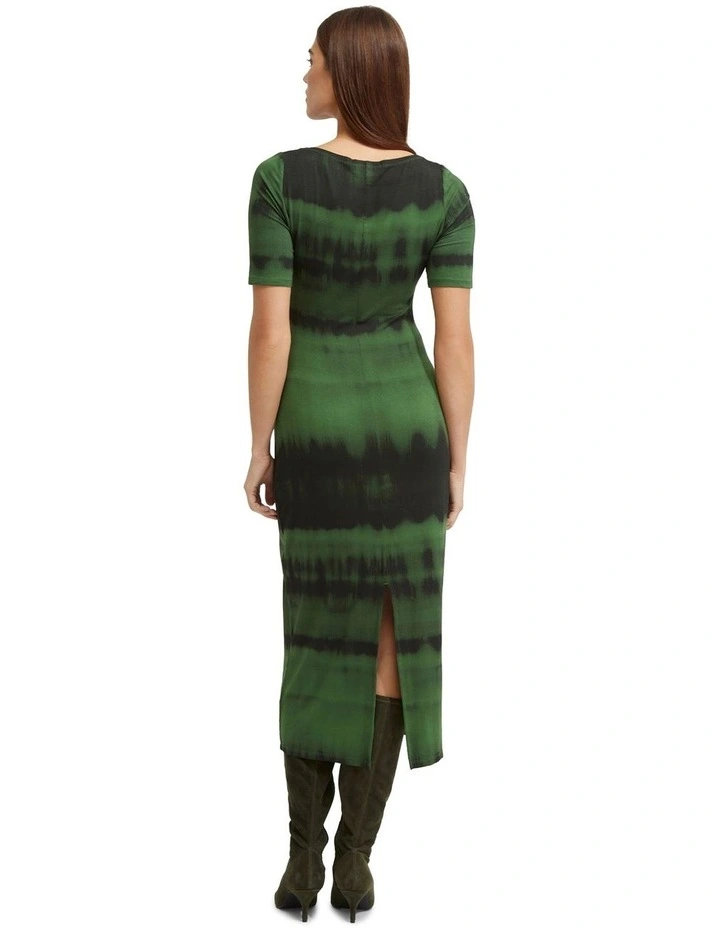 Leonie Printed Jersey Dress in Green