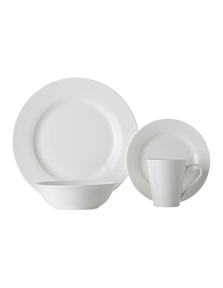 Basics Cosmopolitan Rim Gift Boxed Dinner Set 16 Piece in White