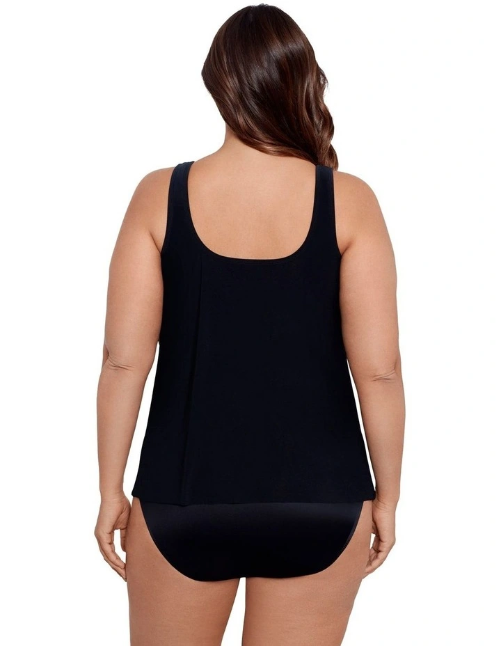 Illusionists Ursula High Neck Underwired Plus Size Tankini Top in Black