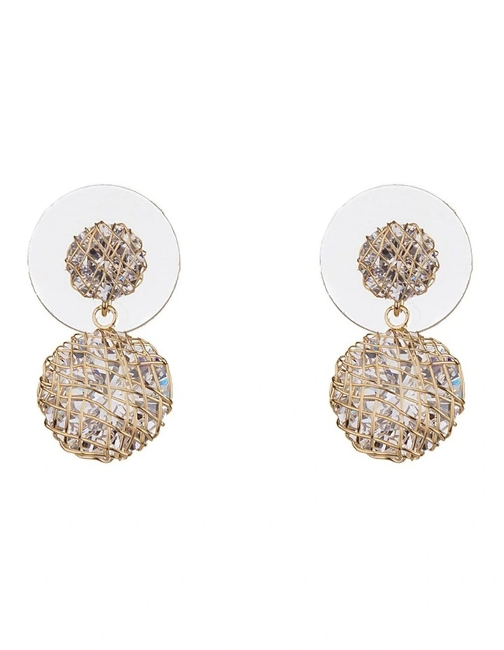 Caged Diamante Gold Drop Earring