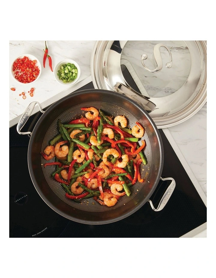 C-Series Nonstick Clad Induction Covered Wok 36cm in Stainless Steel