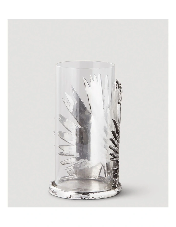 Leaves Resin Candle Holder in Silver