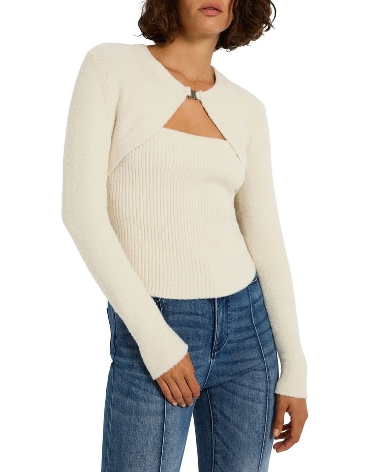 Cherie Shrug Knit Top in Ecru