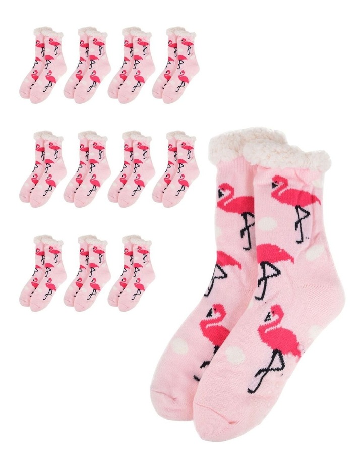 Thick Fur Bed Socks 12 Pairs in Pink