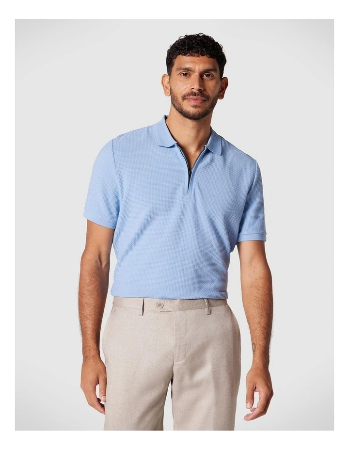 Jacquard Texture Polo Shirt in Light Blue