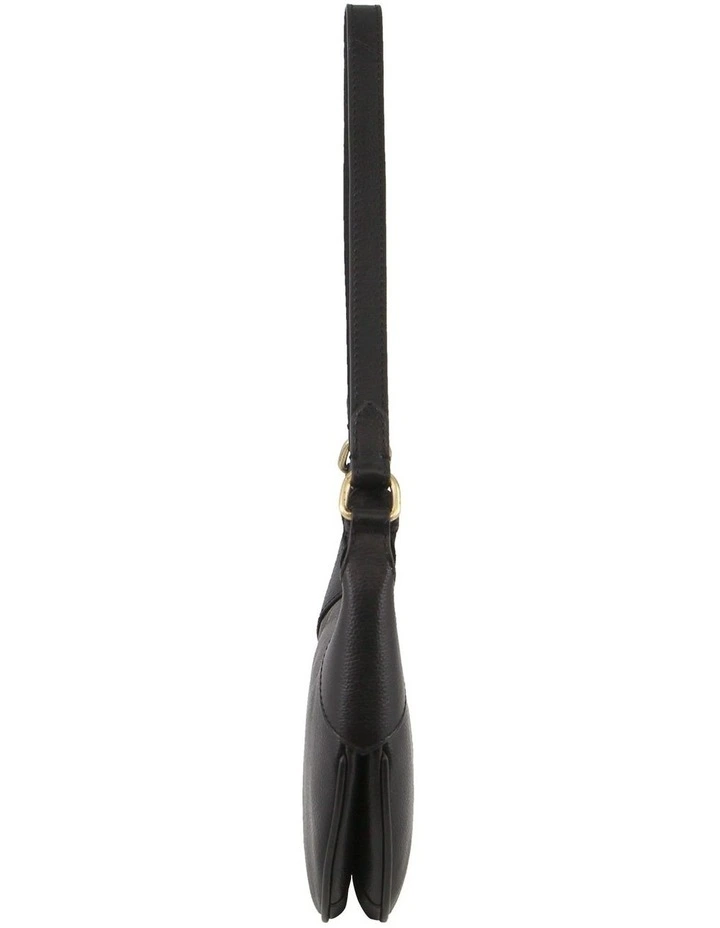 Leather Crescent Shoulder Bag in Black