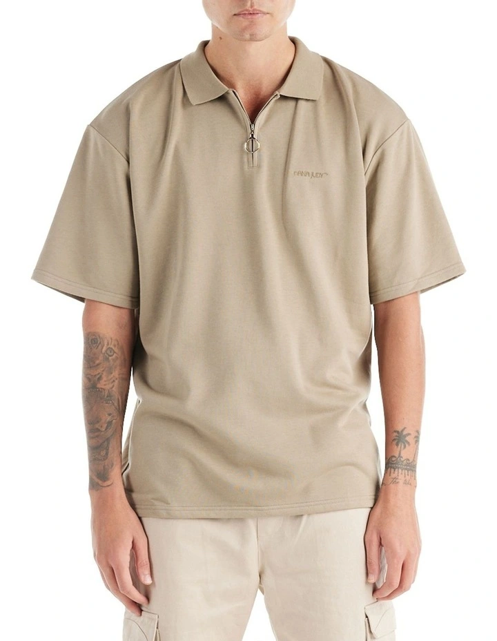Haven Short Sleeve Polo in Taupe
