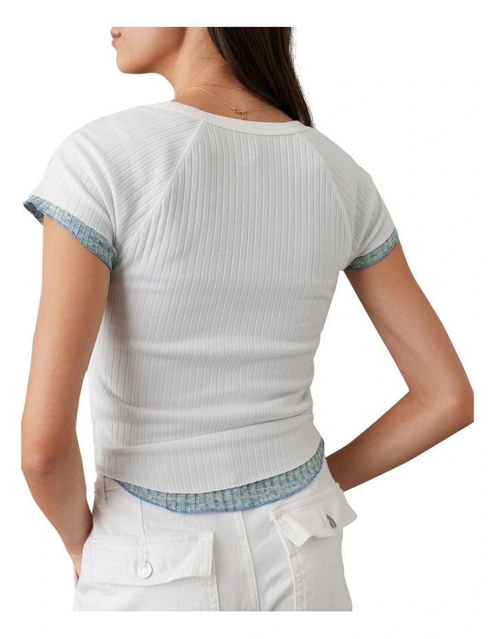 Hey Baby Henley Tee in White