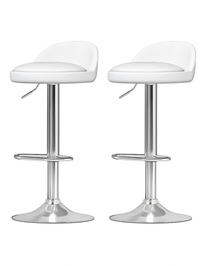 Nuvo PU Leather Gas Lift Bar Stools 2x in White