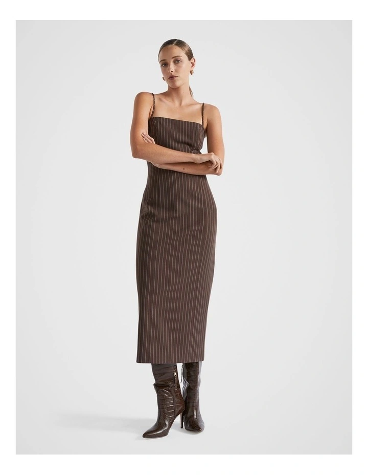 Tailored Midi Dress in Brown