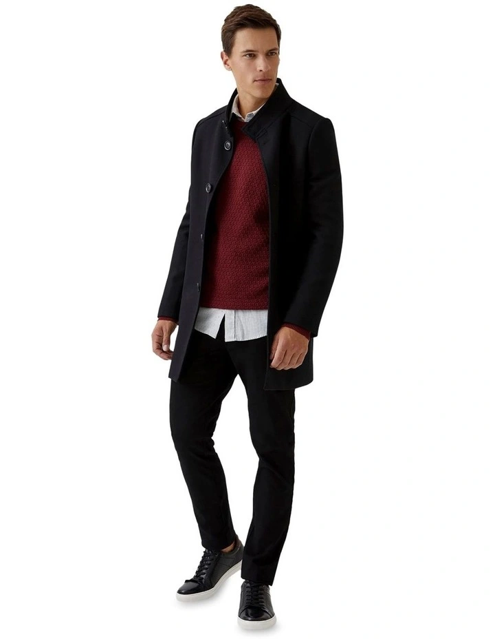 Dunbar Wool Rich Overcoat in Black
