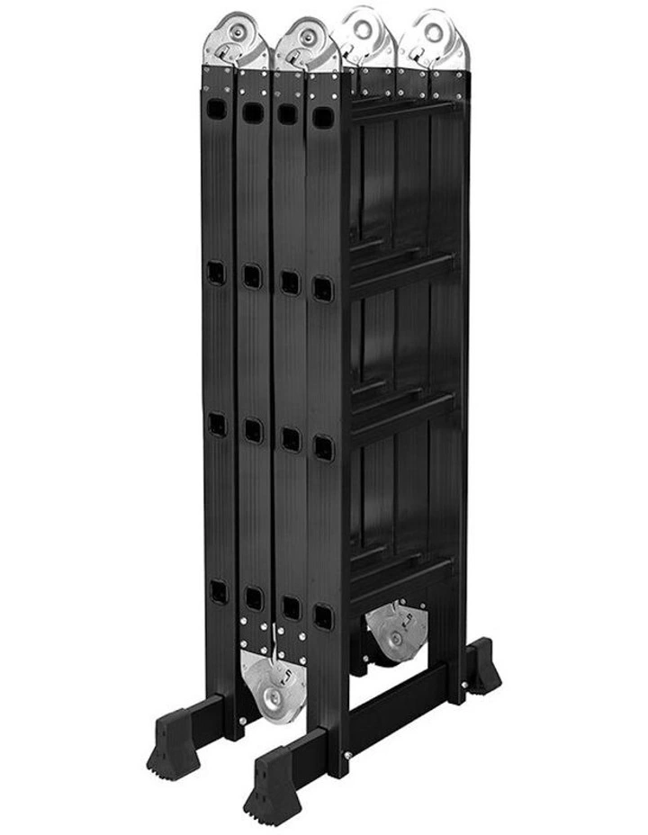 Aluminium Folding Platform Extension Step Multi Purpose Ladder 4.7m in Black