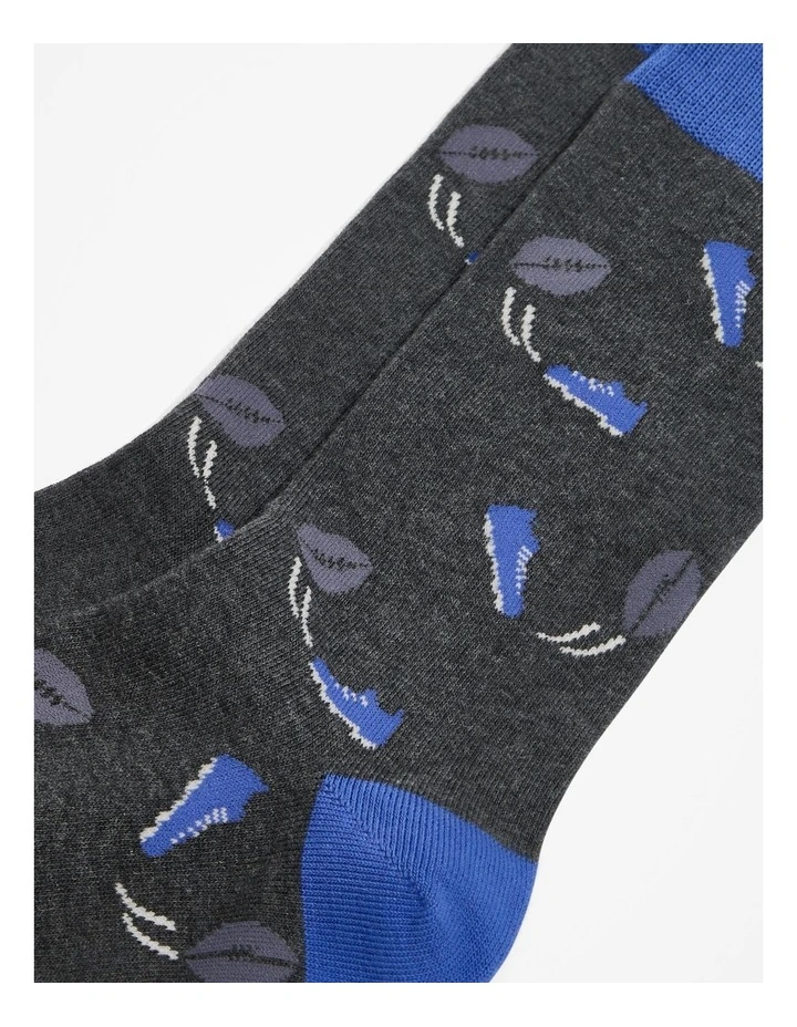 Australian Cotton Blend Football Boot Sock in Charcoal Marle