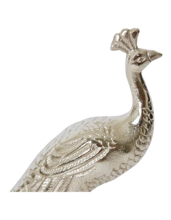 Peacock Sculpture in Silver
