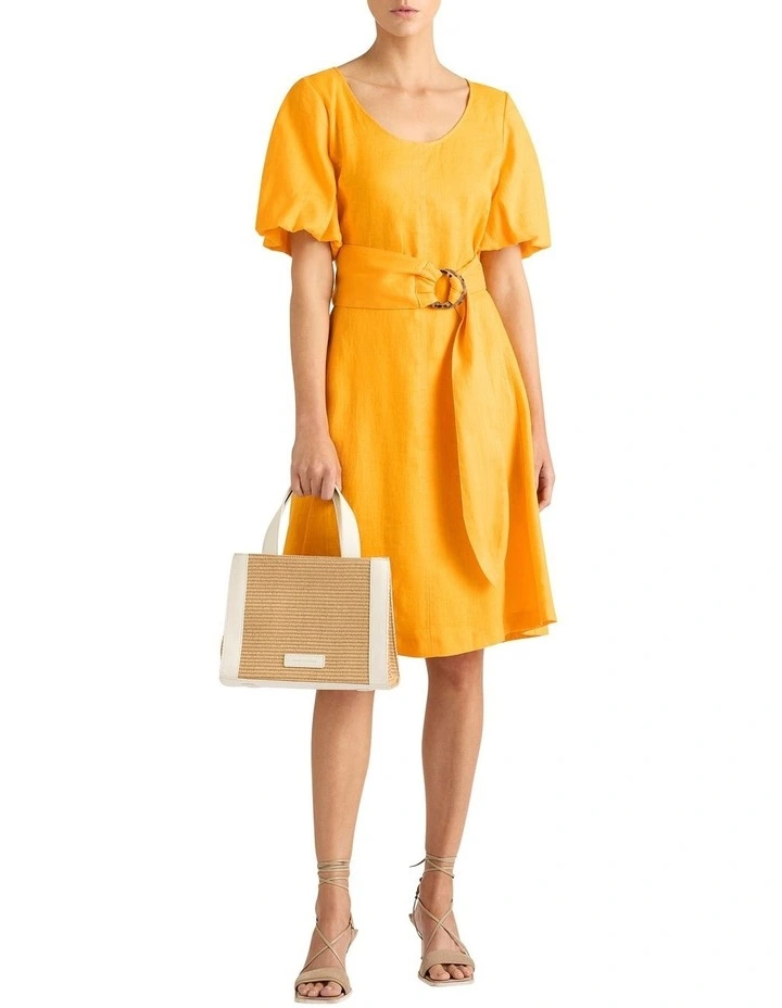 Farrah Linen Dress in Marigold