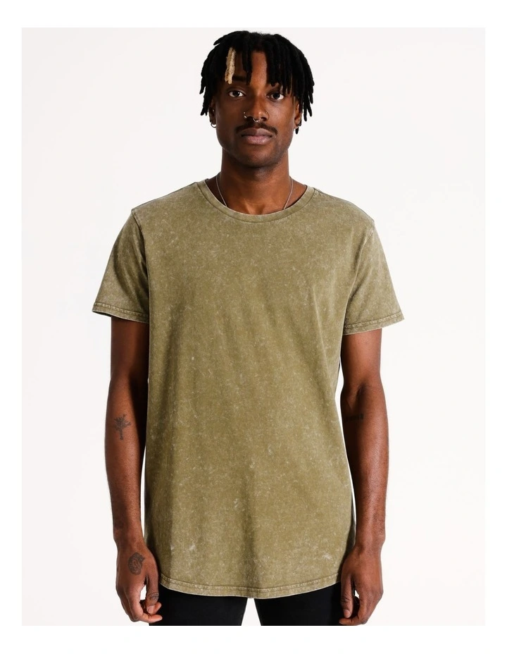 Esperance Acid Wash Tee in Khaki Green