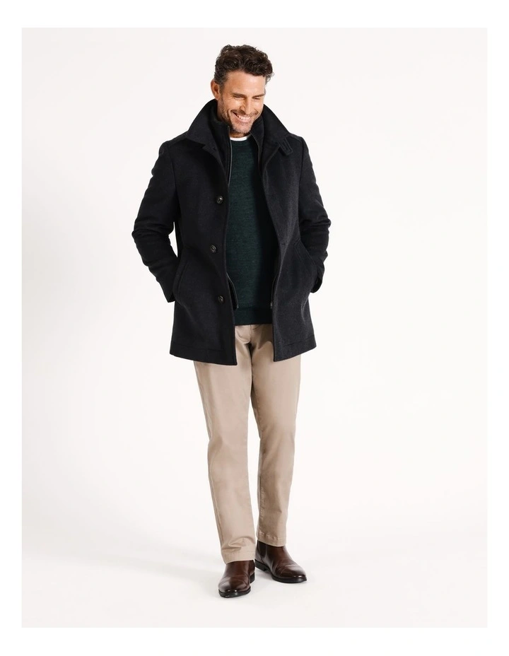 Rochester Wool Melton Coat in Charcoal
