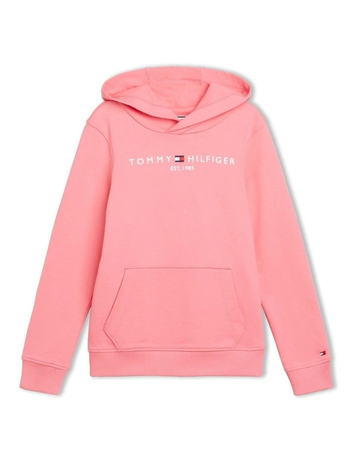 Essential Logo Embroidery Hoodie (8-16 Years) in Pink