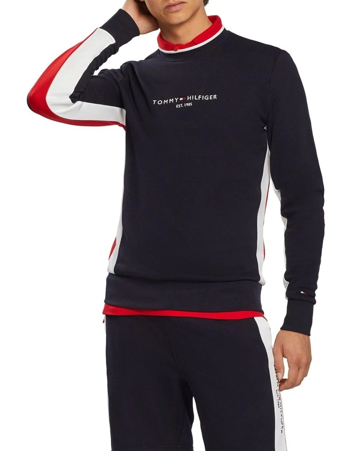 Texture Insert Sweatshirt in Navy