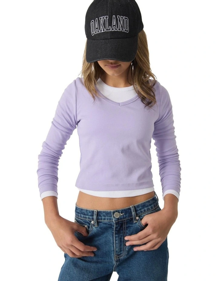 Scoop Long Sleeve Tee in Lilac