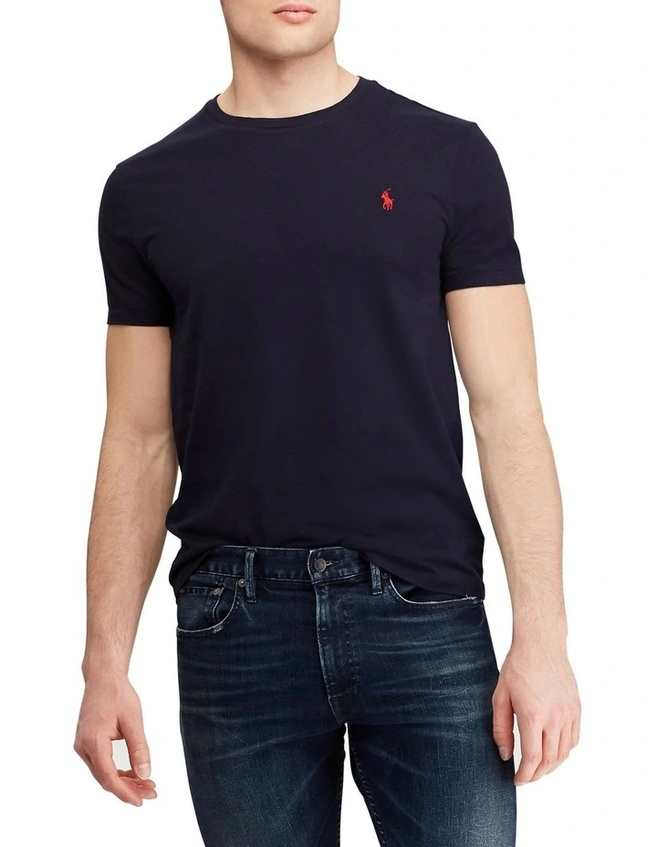 Custom Slim Fit Jersey Crewneck T-Shirt Navy