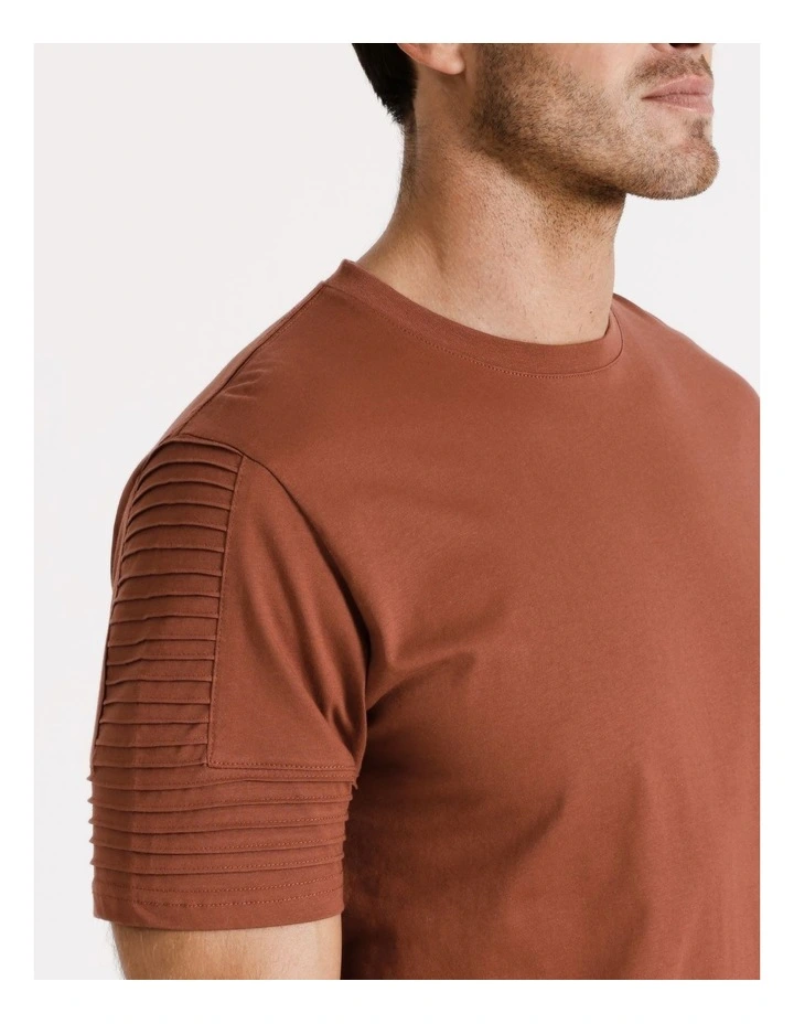 Maverick Pin Tuck Sleeve T-shirt in Rust