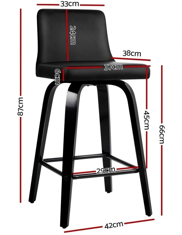 Bar Stools x4 Swivel Stool Kitchen Chairs in Black