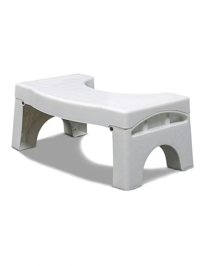 Foldable Toilet Step Stool With Non-Slip Base in White
