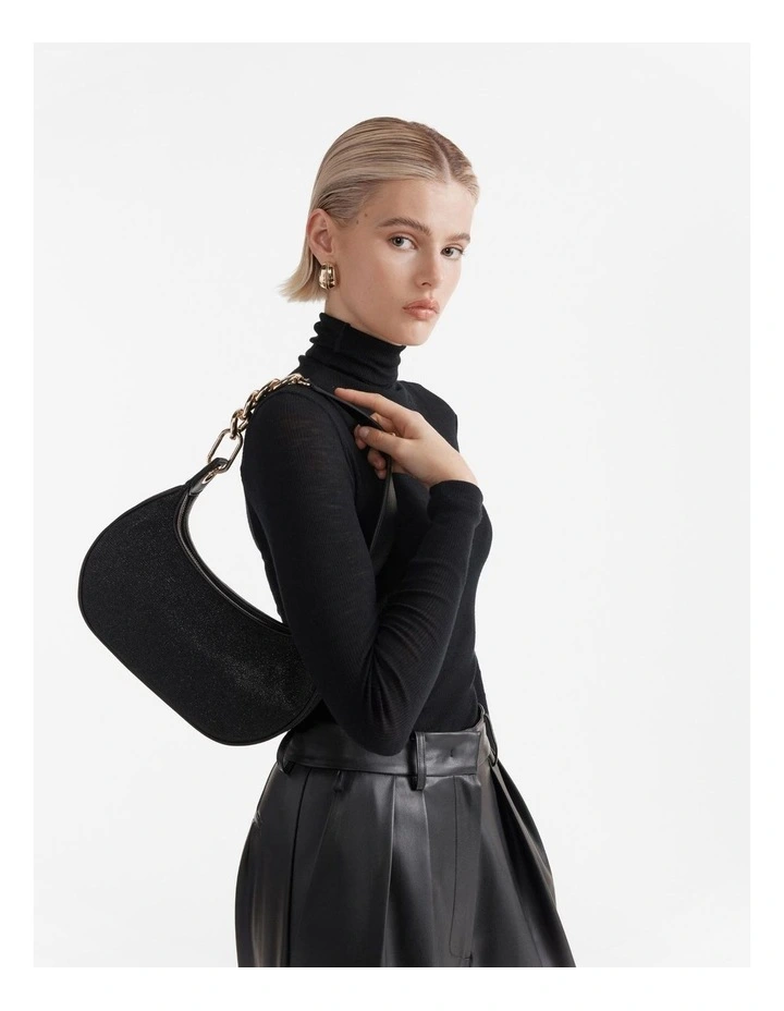 Metropolis Shoulder Bag in Black Light Gold