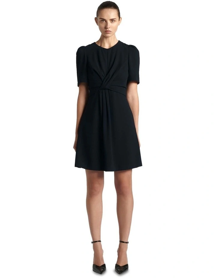 Recycled Crepe Twist Front Mini Dress in Ink
