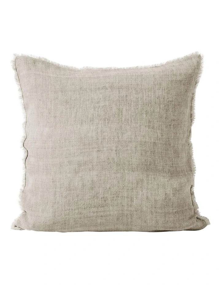 Vintage Linen Fringe Cushion in Natural