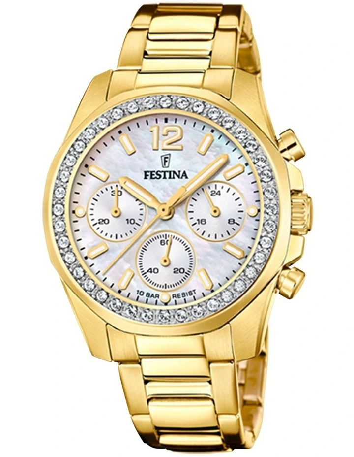 Chrono Stainless Steel Watch in Gold