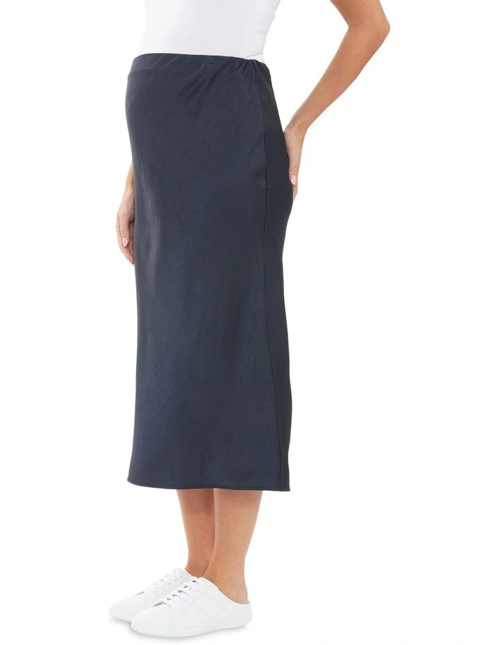 Lexie Satin Skirt in Navy