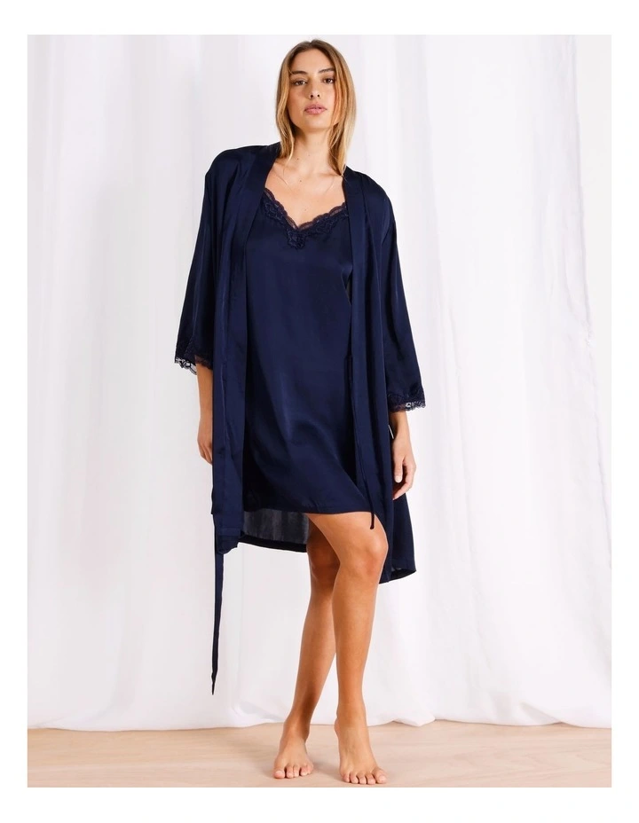 Luxe Satin Robe in Navy