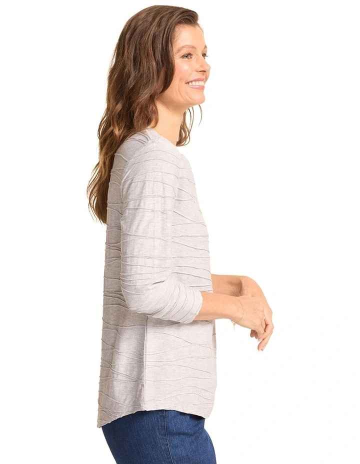 Jingli Textured Top in Silver Marle