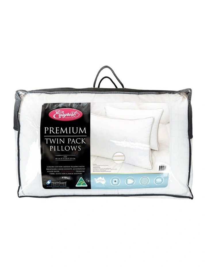 Premium Gusseted Pillow Twin Pack in White