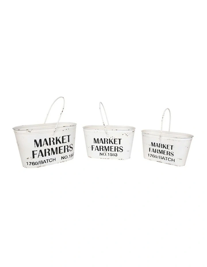 Distressed Buckets Set of 3 in Multi