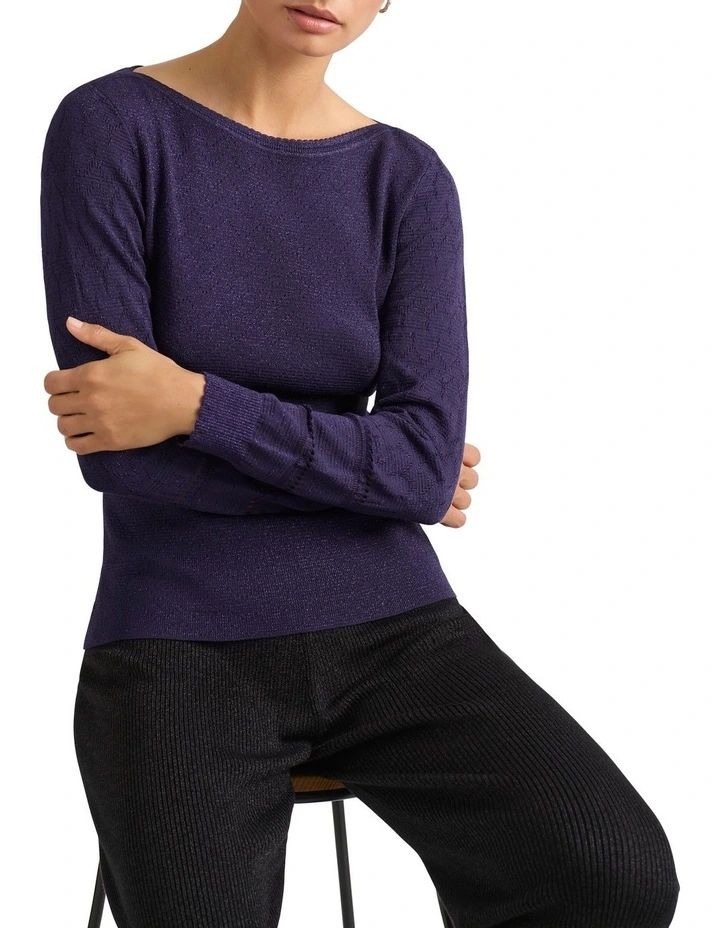 Finn Lurex Knit Top in Iris