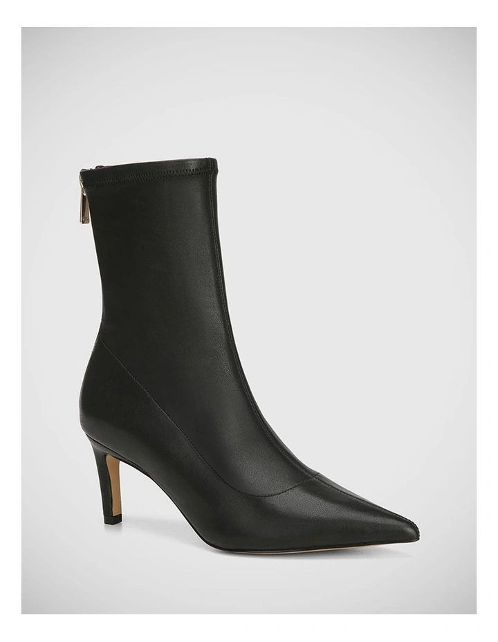 Preston Stretch Leather Ankle Boot in Black