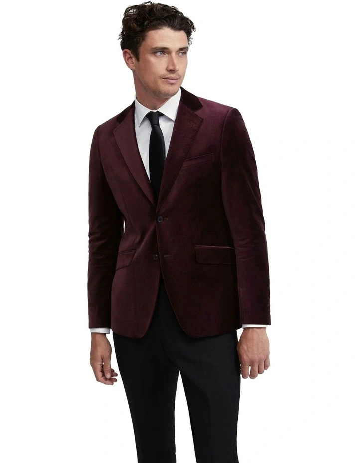 Blake Velvet Blazer in Merlot