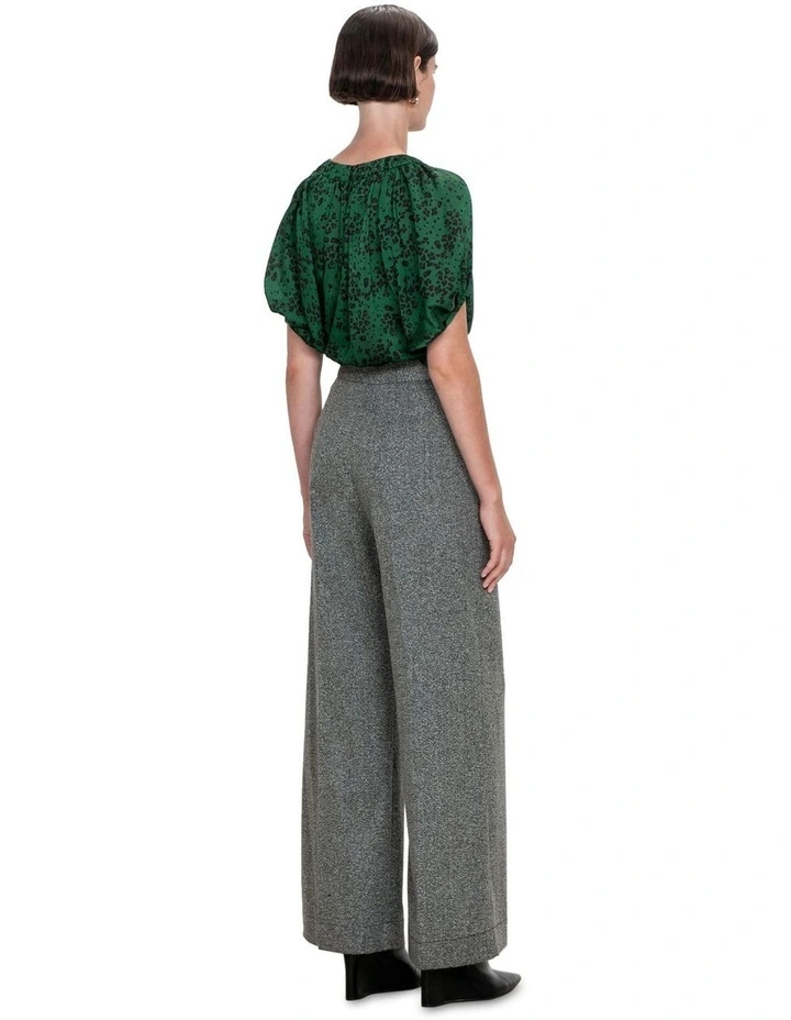 Animal Crinkle Top in Deep Green